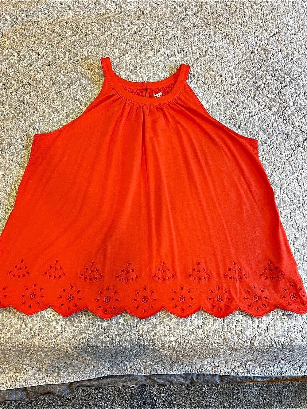 Land’s End Orange/salmon Eyelet Hem Halter Tank Top, size 1x